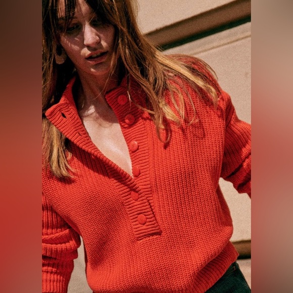 Sezane Lucas Jumper, half button wool sweater - Picture 4 of 5